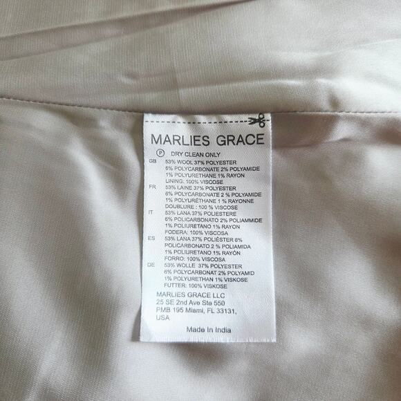 Marlies Grace Cate Coat - Blazer With Cape-Style Sleeves in Cream Grey Wool XS - Picture 7 of 14